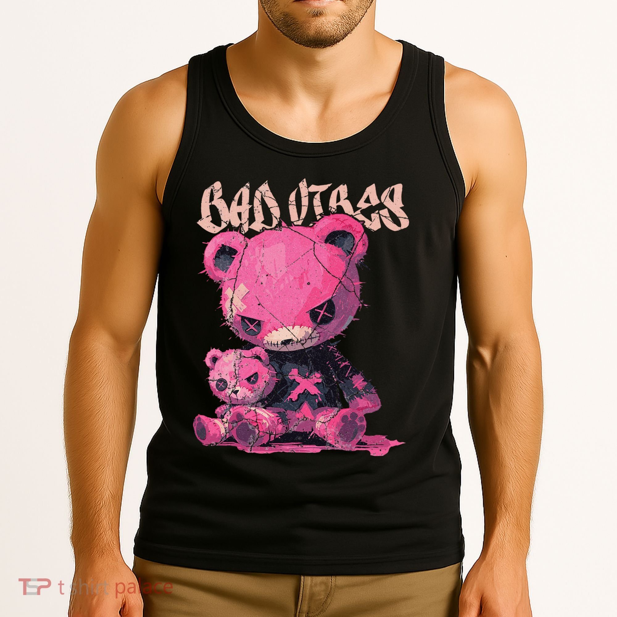 Stitched Plush Bear Cute Gothic Tank Top
