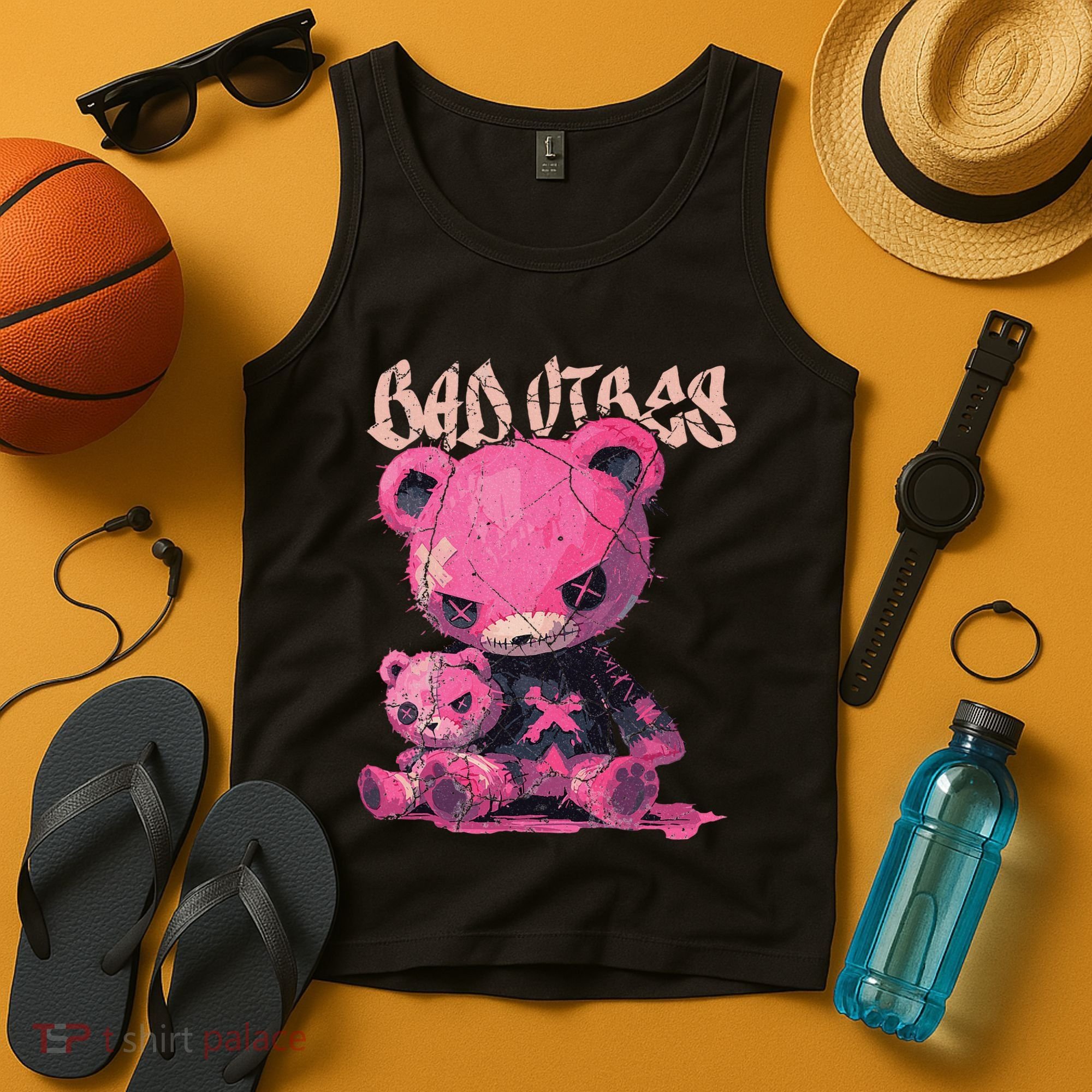 Stitched Plush Bear Cute Gothic Tank Top