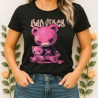 Stitched Plush Bear Cute Gothic Women's T-Shirt thumb 2