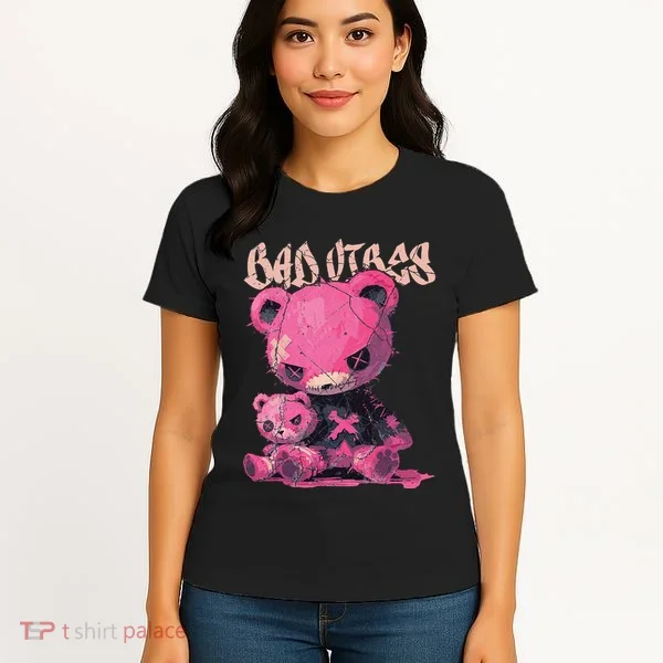 Stitched Plush Bear Cute Gothic Women's T-Shirt