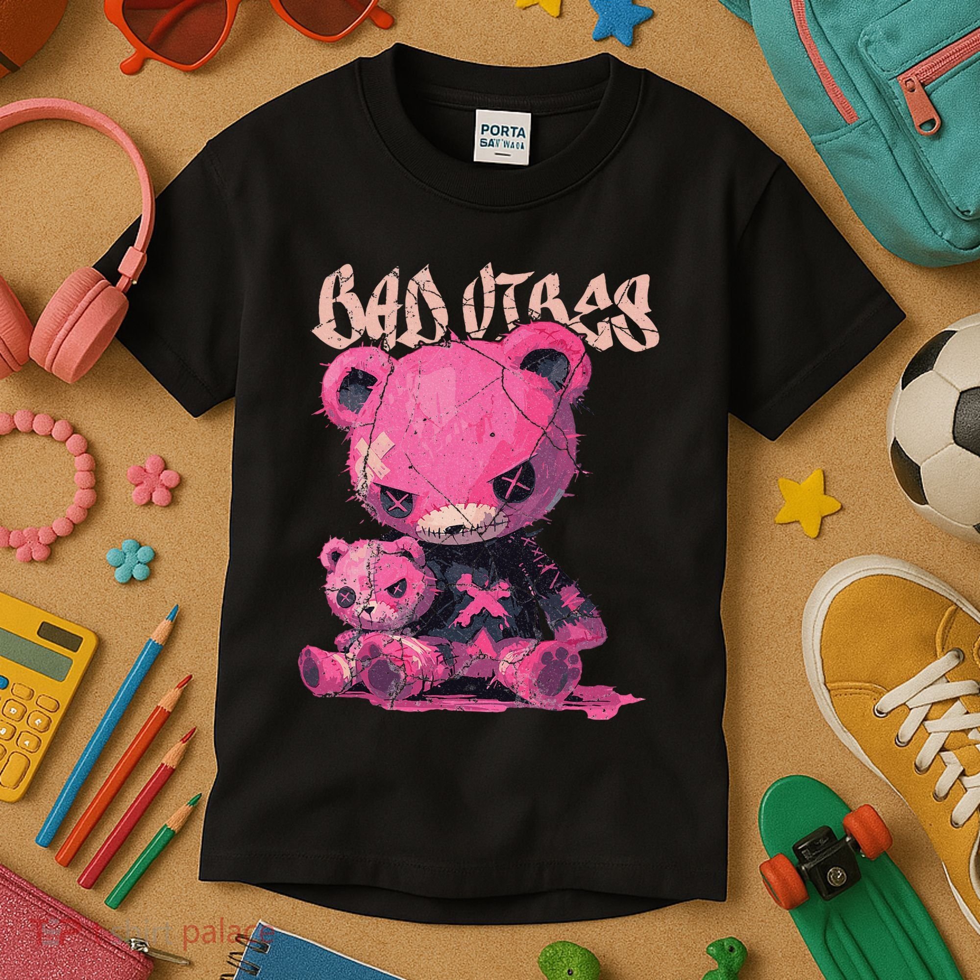Stitched Plush Bear Cute Gothic Kids T-Shirt