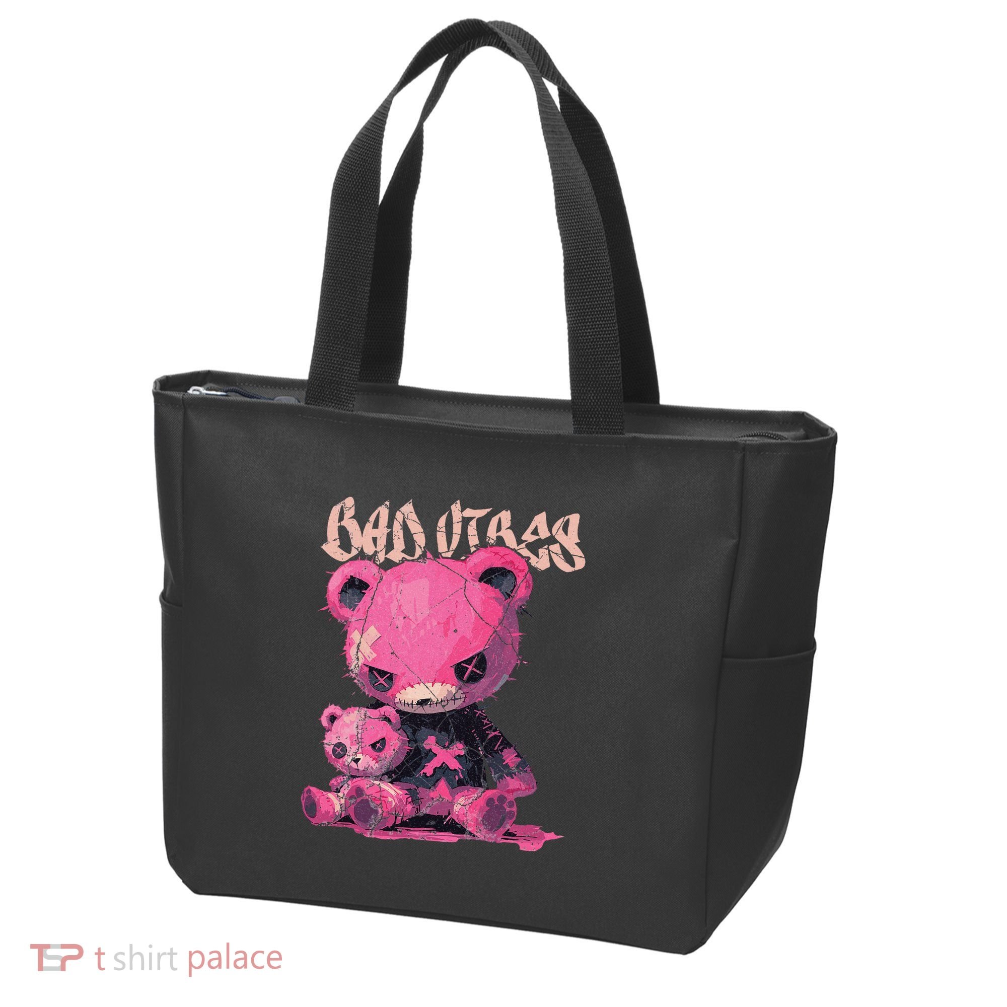 Stitched Plush Bear Cute Gothic Tote Bag