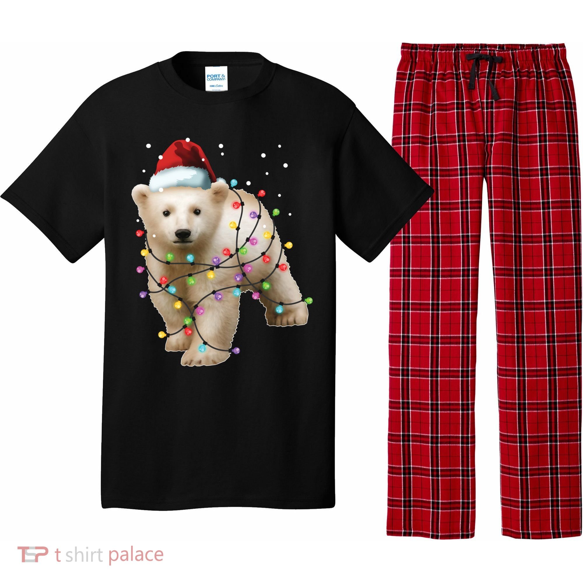 Santa Polar Bear Christmas Bear Lover Gift Pajama Set