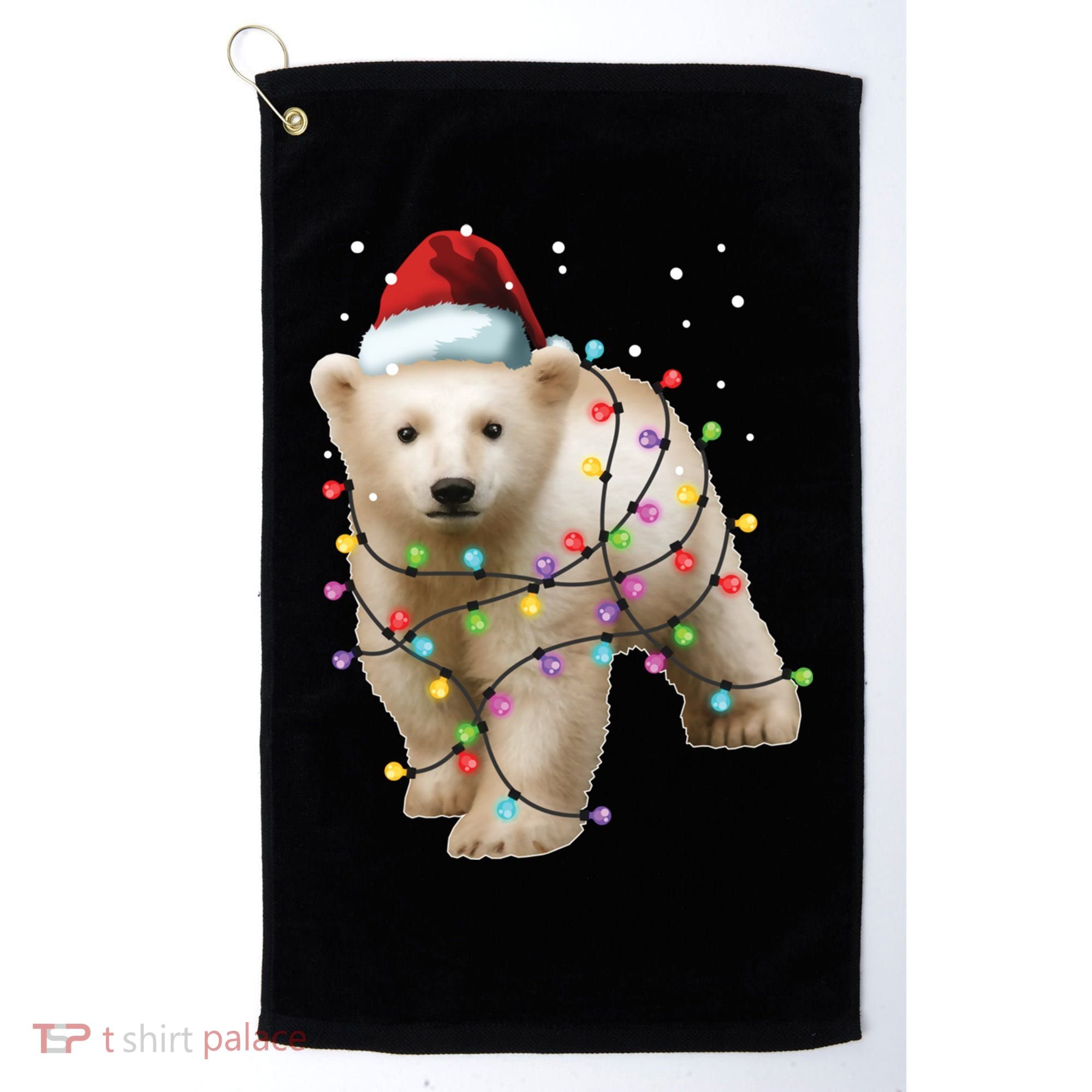 Santa Polar Bear Christmas Bear Lover Gift Golf Towel
