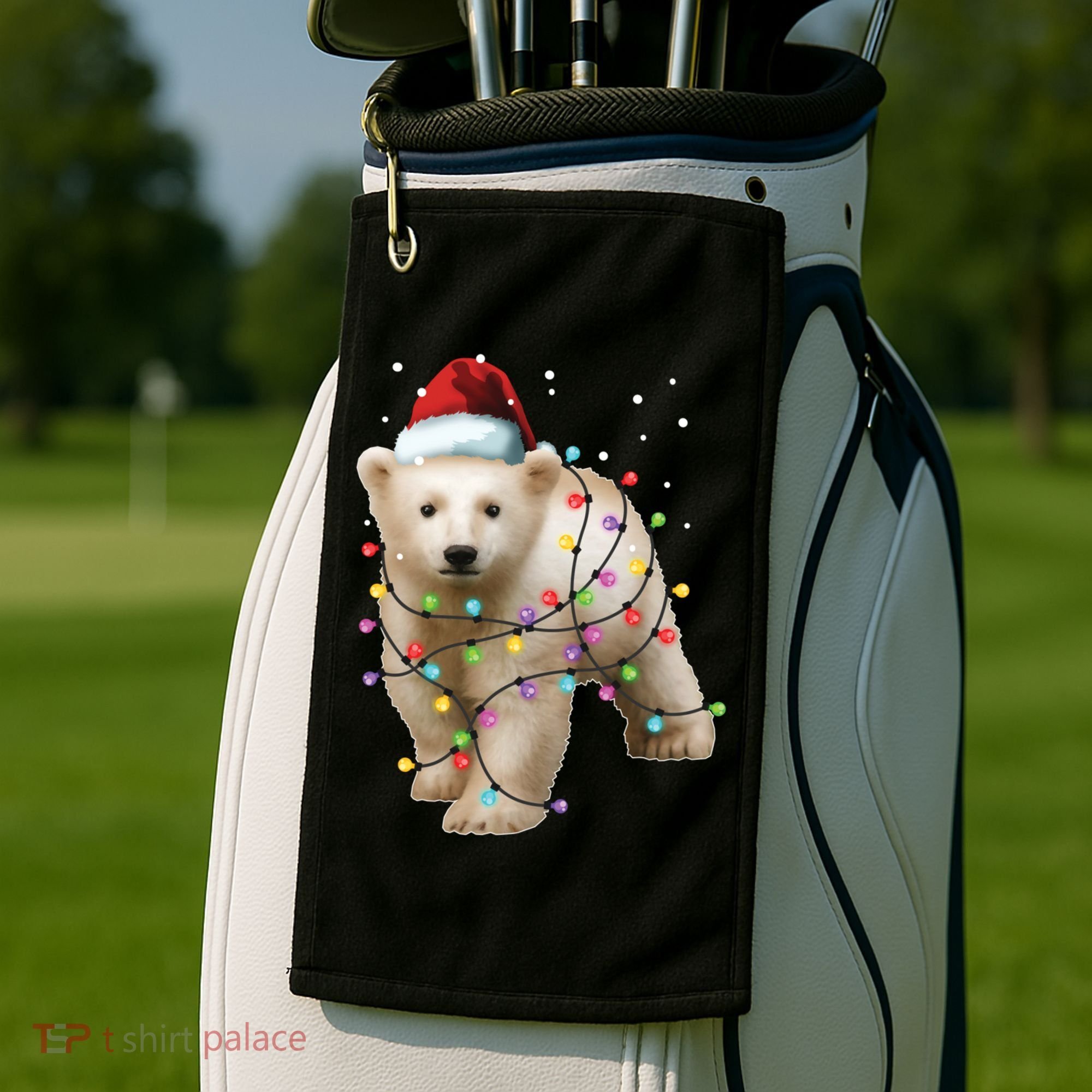 Santa Polar Bear Christmas Bear Lover Gift Golf Towel