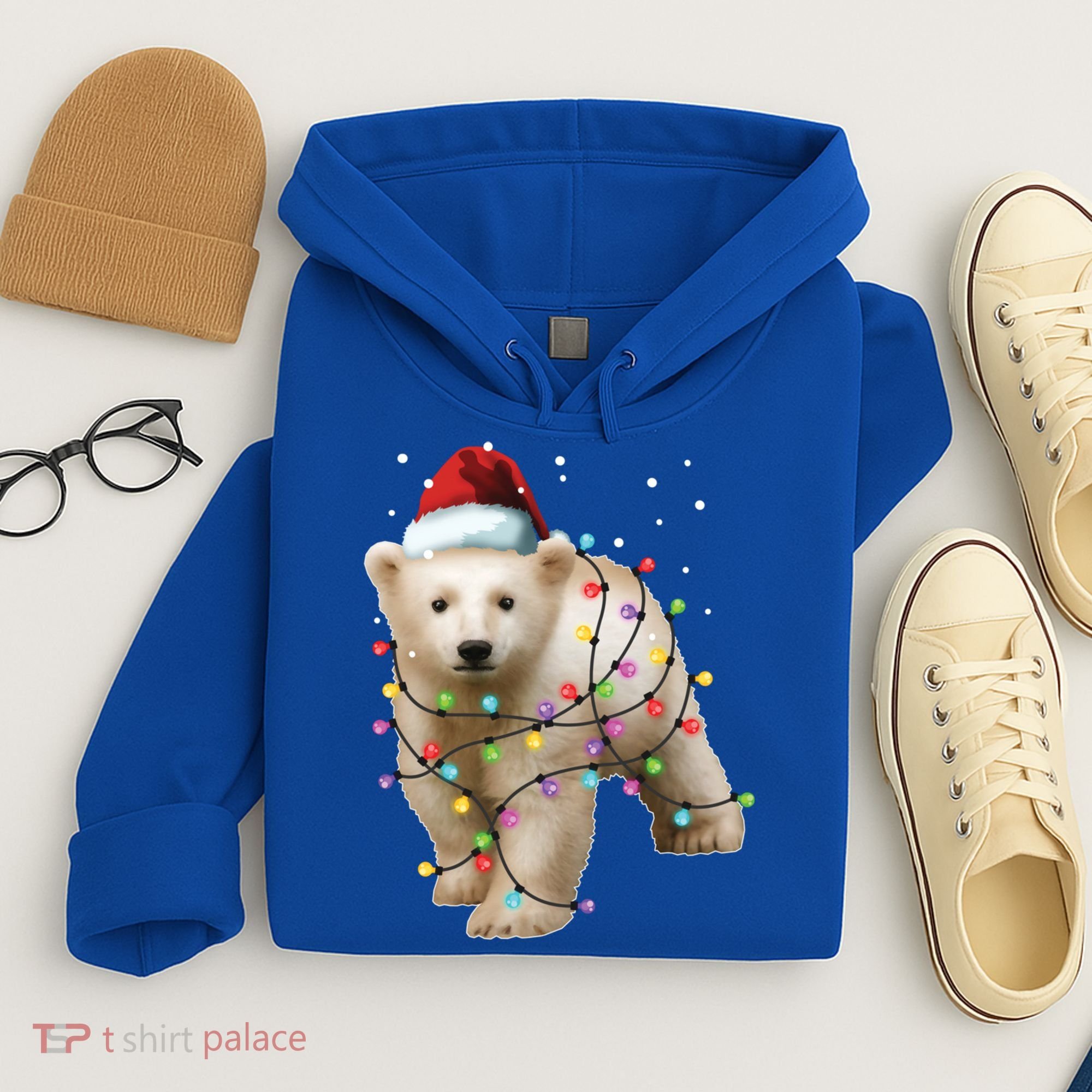 Santa Polar Bear Christmas Bear Lover Gift Hoodie