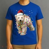 Santa Polar Bear Christmas Bear Lover Gift T-Shirt thumb 3