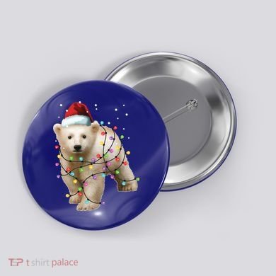Santa Polar Bear Christmas Bear Lover Gift Button