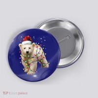 Santa Polar Bear Christmas Bear Lover Gift Button thumb 0