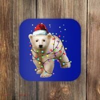 Santa Polar Bear Christmas Bear Lover Gift Coaster thumb 0