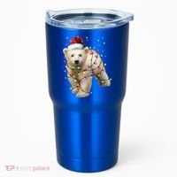 Santa Polar Bear Christmas Bear Lover Gift Tumbler thumb 0
