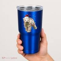Santa Polar Bear Christmas Bear Lover Gift Tumbler thumb 2