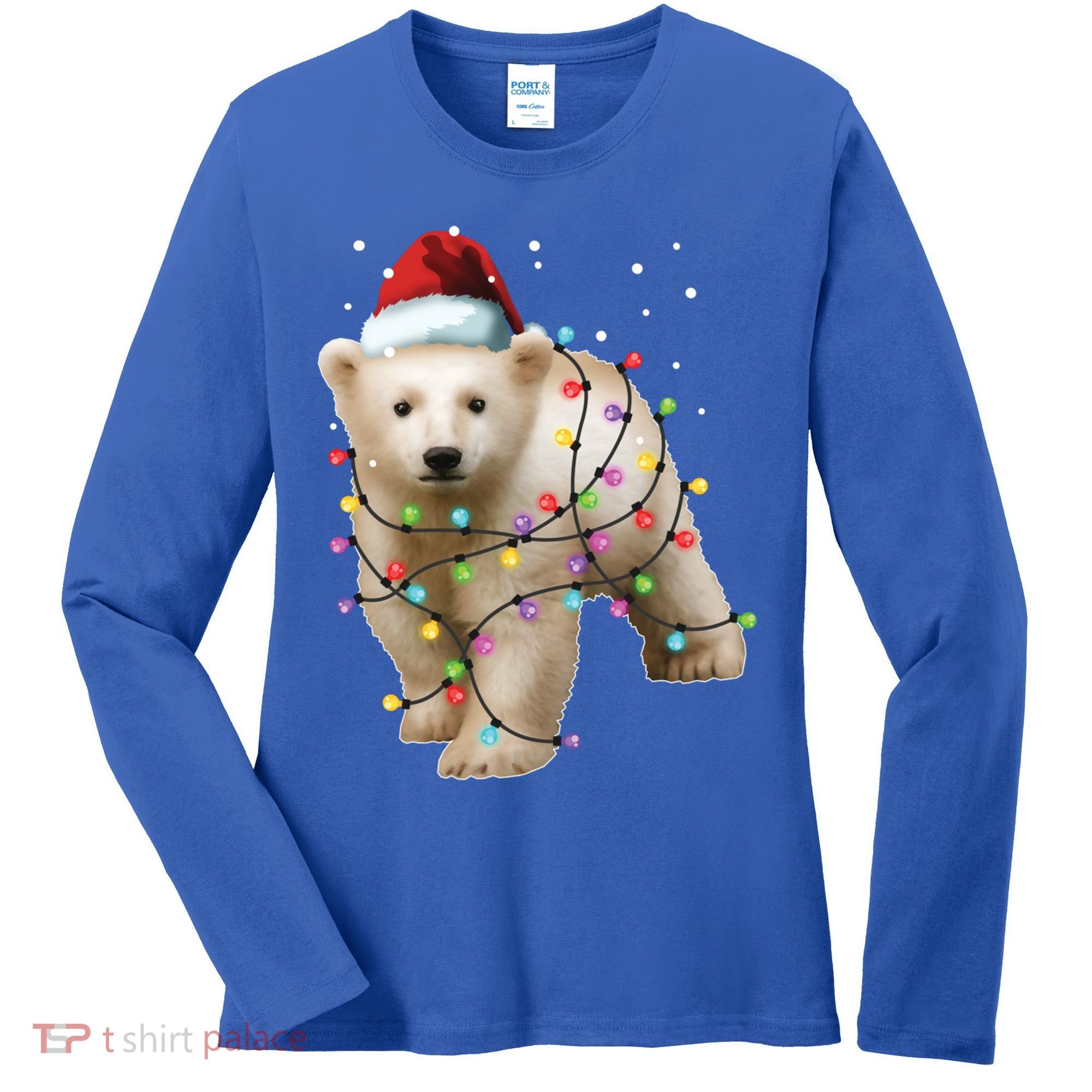 Santa Polar Bear Christmas Bear Lover Gift Women's Long Sleeve Shirt