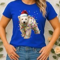 Santa Polar Bear Christmas Bear Lover Gift Women's T-Shirt thumb 2