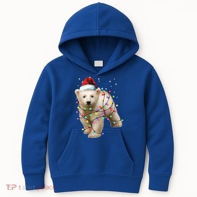 Santa Polar Bear Christmas Bear Lover Gift Kids Hoodie