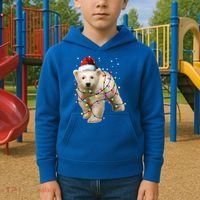 Santa Polar Bear Christmas Bear Lover Gift Kids Hoodie thumb 2