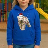 Santa Polar Bear Christmas Bear Lover Gift Kids Hoodie thumb 3