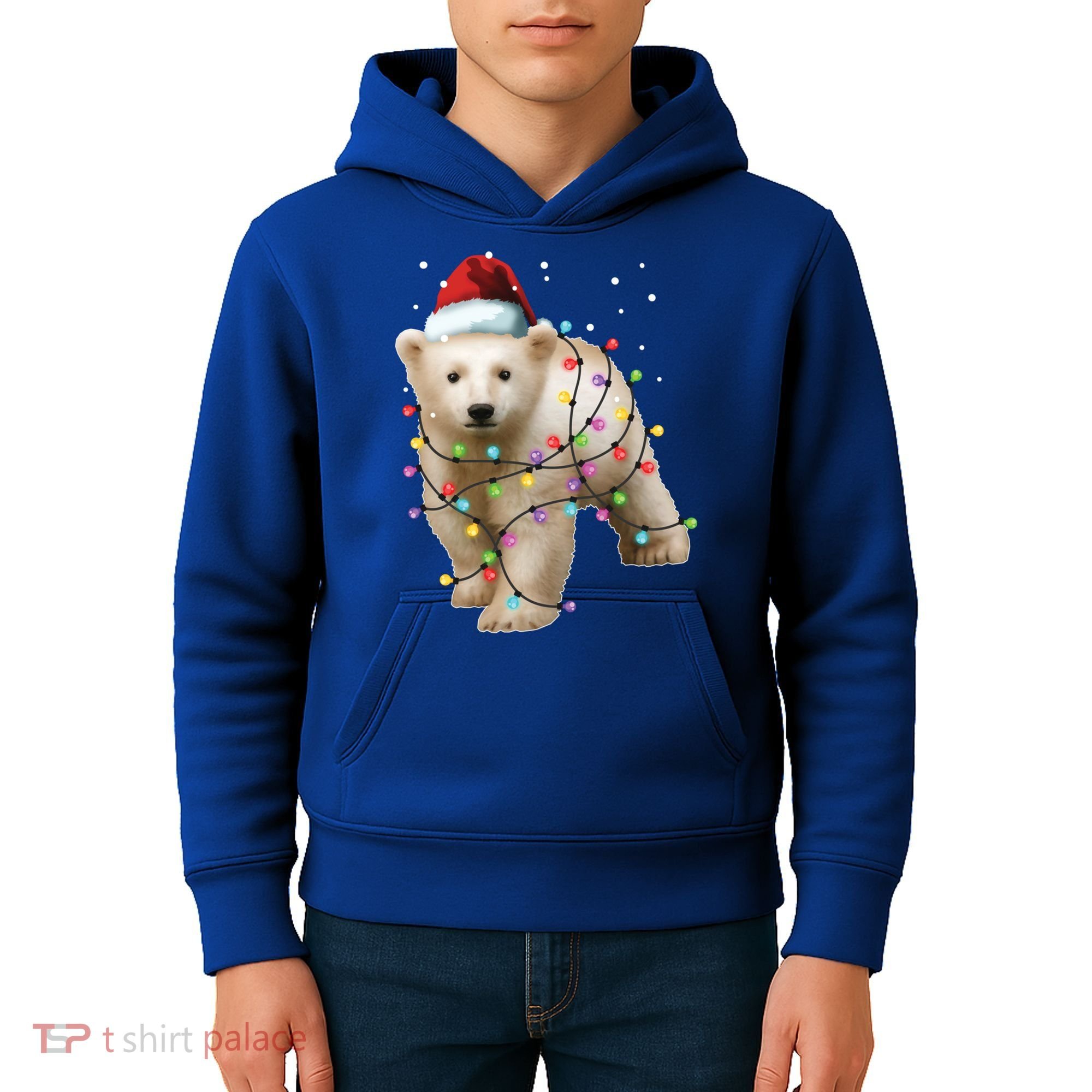 Santa Polar Bear Christmas Bear Lover Gift Kids Hoodie