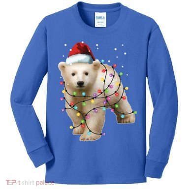 Santa Polar Bear Christmas Bear Lover Gift Kids Long Sleeve Shirt