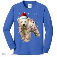 Santa Polar Bear Christmas Bear Lover Gift Kids Long Sleeve Shirt thumb 0