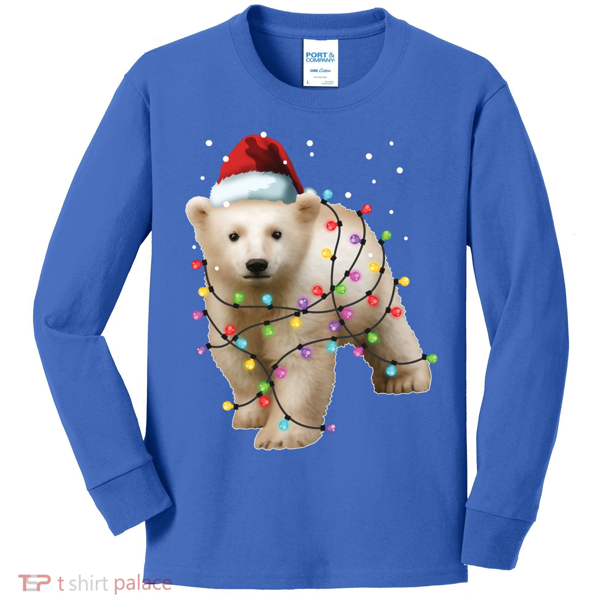Santa Polar Bear Christmas Bear Lover Gift Kids Long Sleeve Shirt