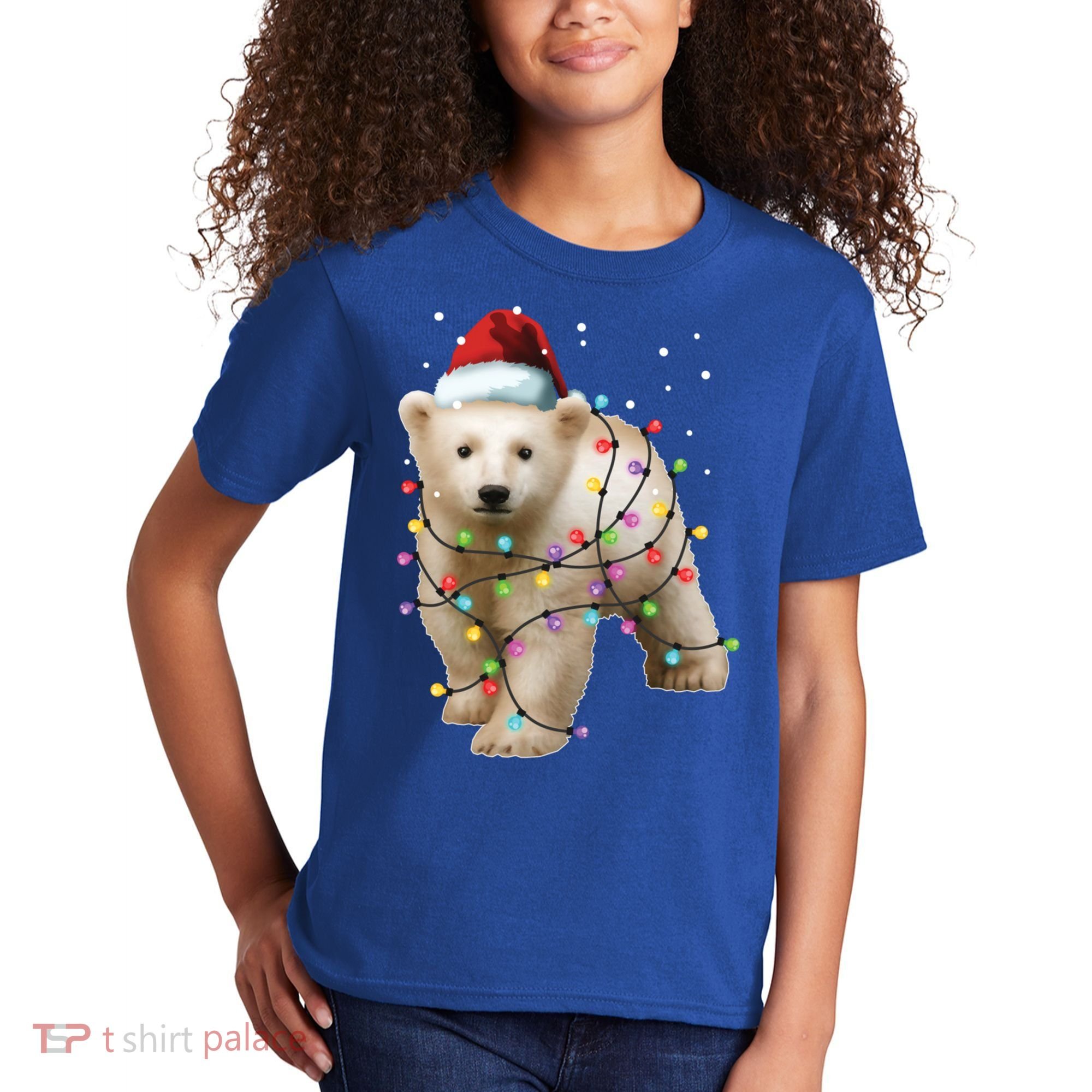 Santa Polar Bear Christmas Bear Lover Gift Kids T-Shirt