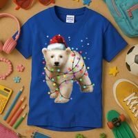 Santa Polar Bear Christmas Bear Lover Gift Kids T-Shirt thumb 3