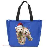 Santa Polar Bear Christmas Bear Lover Gift Tote Bag thumb 0