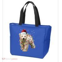 Santa Polar Bear Christmas Bear Lover Gift Tote Bag thumb 3