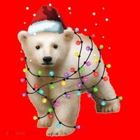 Santa Polar Bear Christmas Bear Lover Gift Santa Hat thumb 1