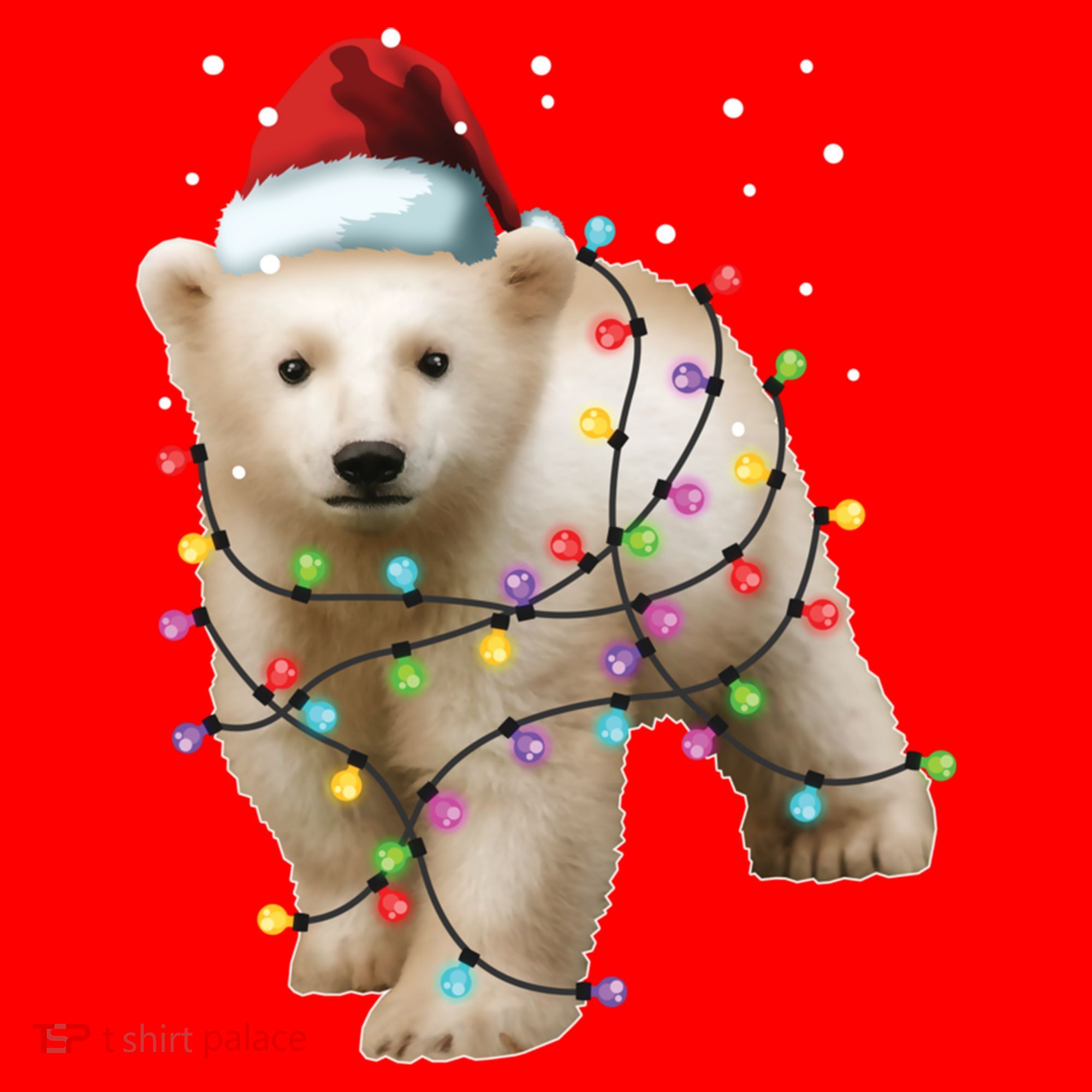 Santa Polar Bear Christmas Bear Lover Gift Santa Hat