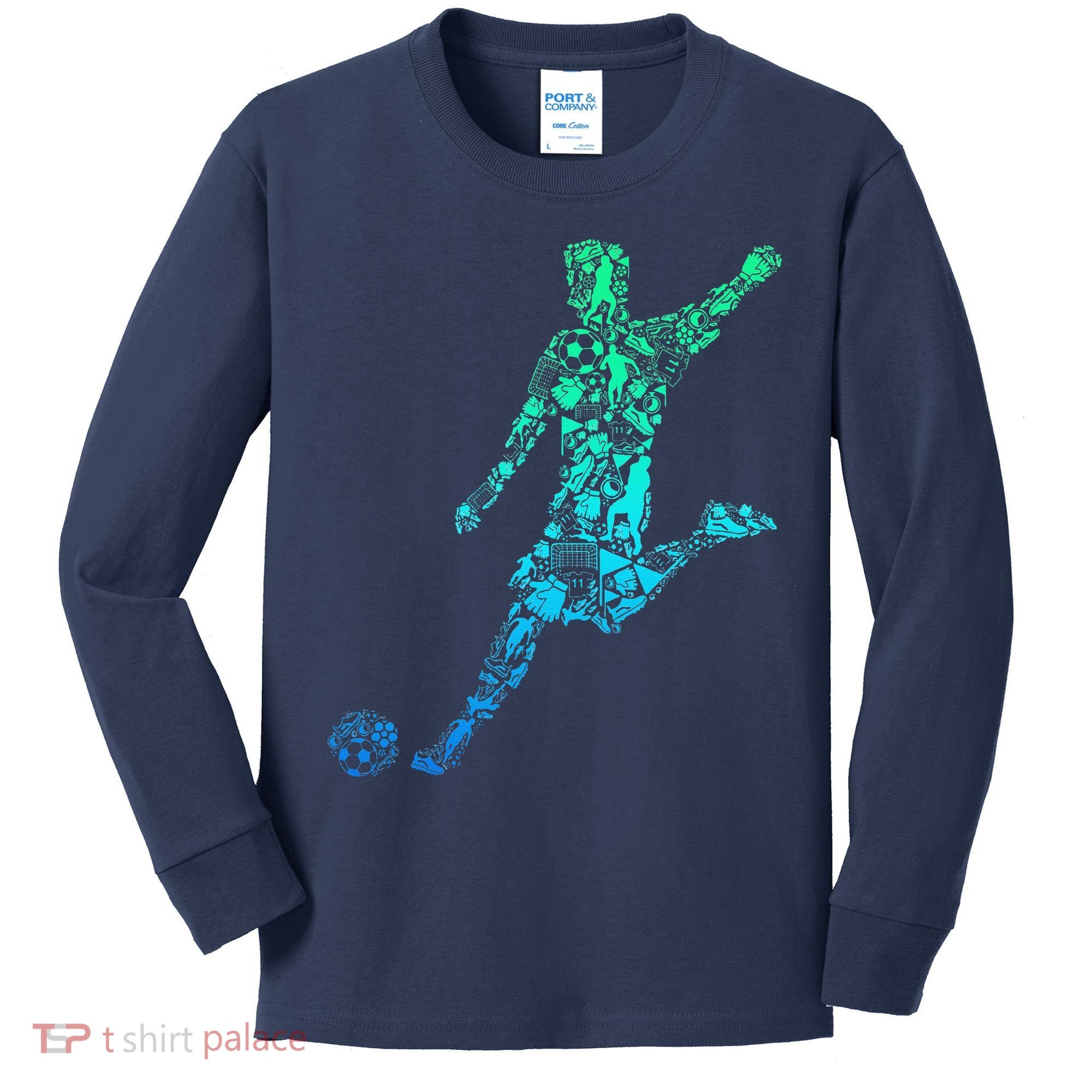 Soccer Player Boy Kids Long Sleeve Shirt