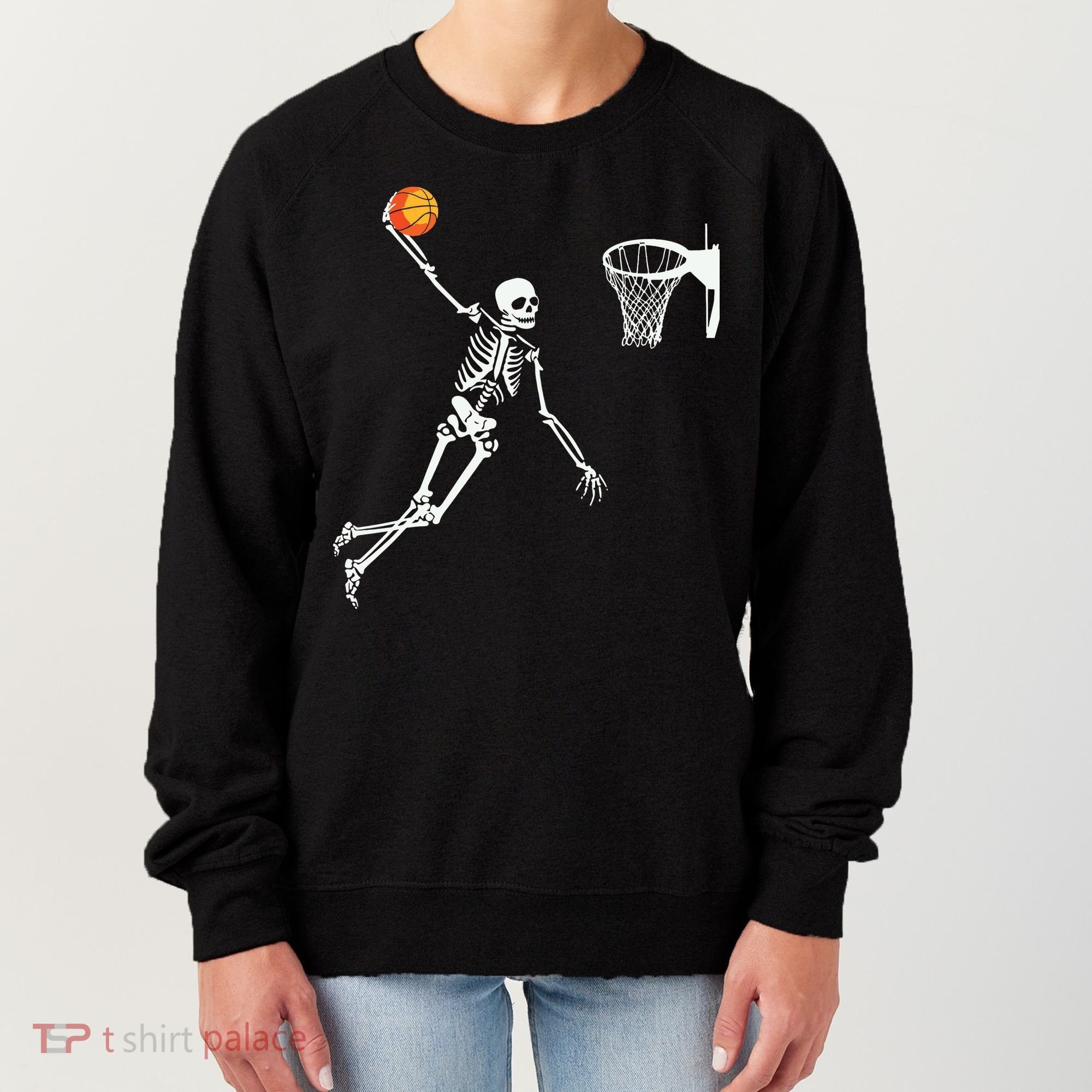 Skeleton Playing Basketball Halloween Costume Boy Kids Women's Sweatshirt