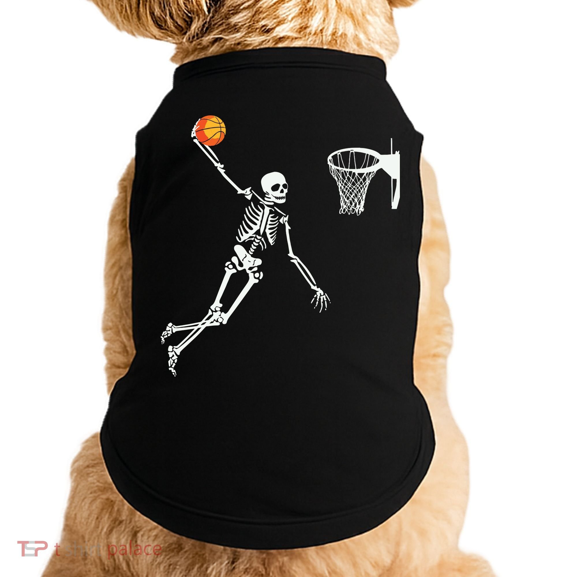 Skeleton Playing Basketball Halloween Costume Boy Kids Doggie Tank