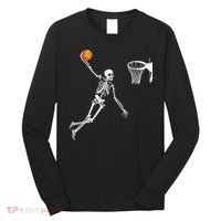 Skeleton Playing Basketball Halloween Costume Boy Kids Long Sleeve Shirt thumb 0