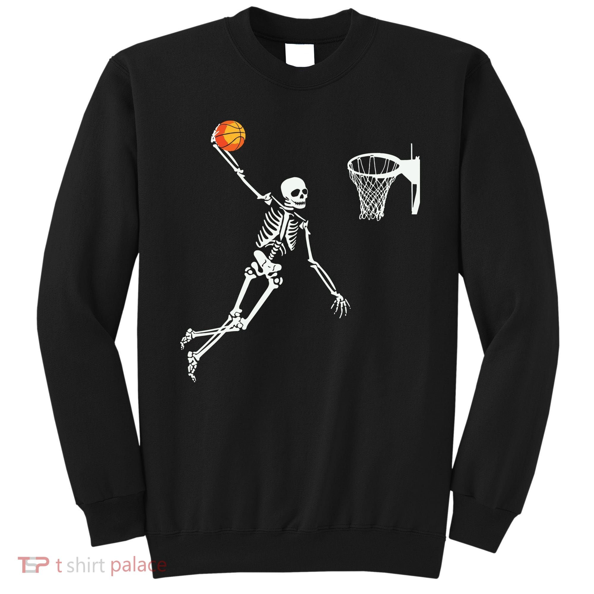 Skeleton Playing Basketball Halloween Costume Boy Kids Sweatshirt