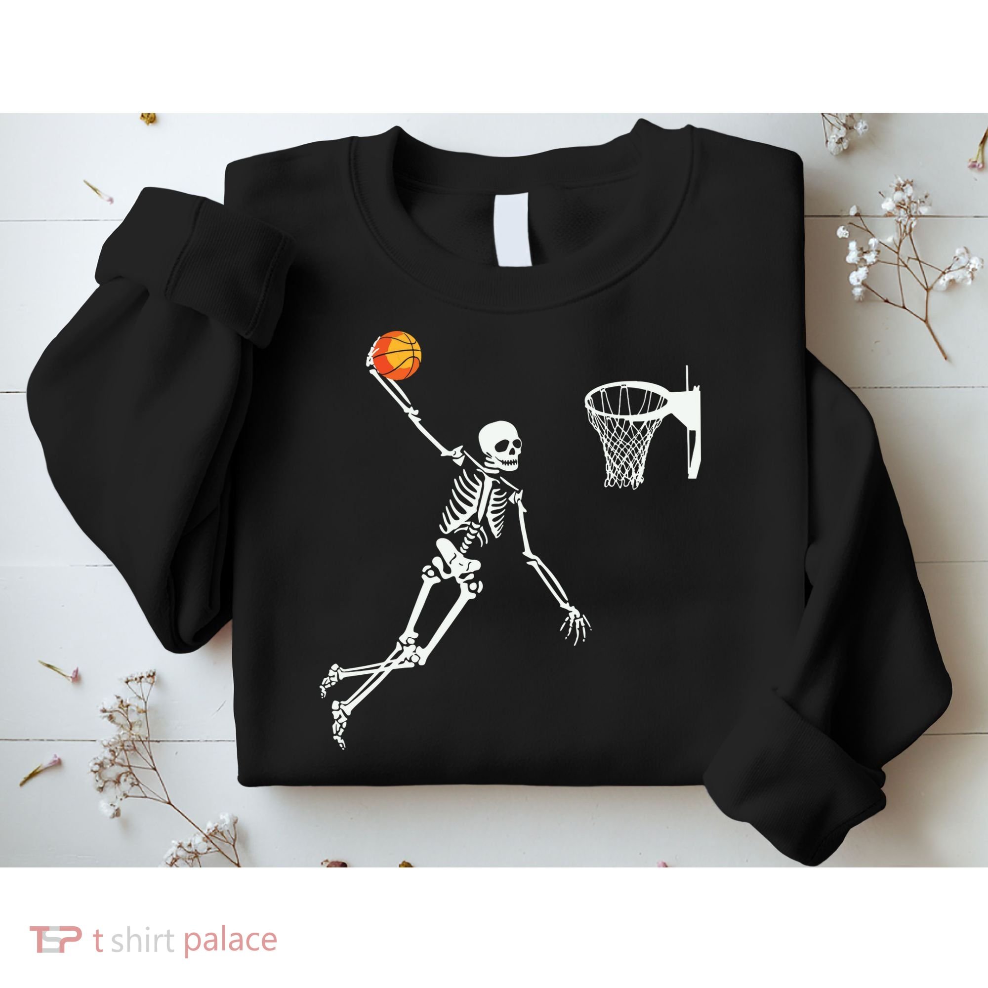 Skeleton Playing Basketball Halloween Costume Boy Kids Sweatshirt