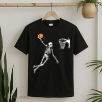 Skeleton Playing Basketball Halloween Costume Boy Kids T-Shirt thumb 2