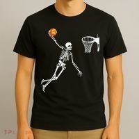 Skeleton Playing Basketball Halloween Costume Boy Kids T-Shirt thumb 3