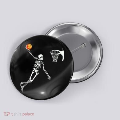 Skeleton Playing Basketball Halloween Costume Boy Kids Button