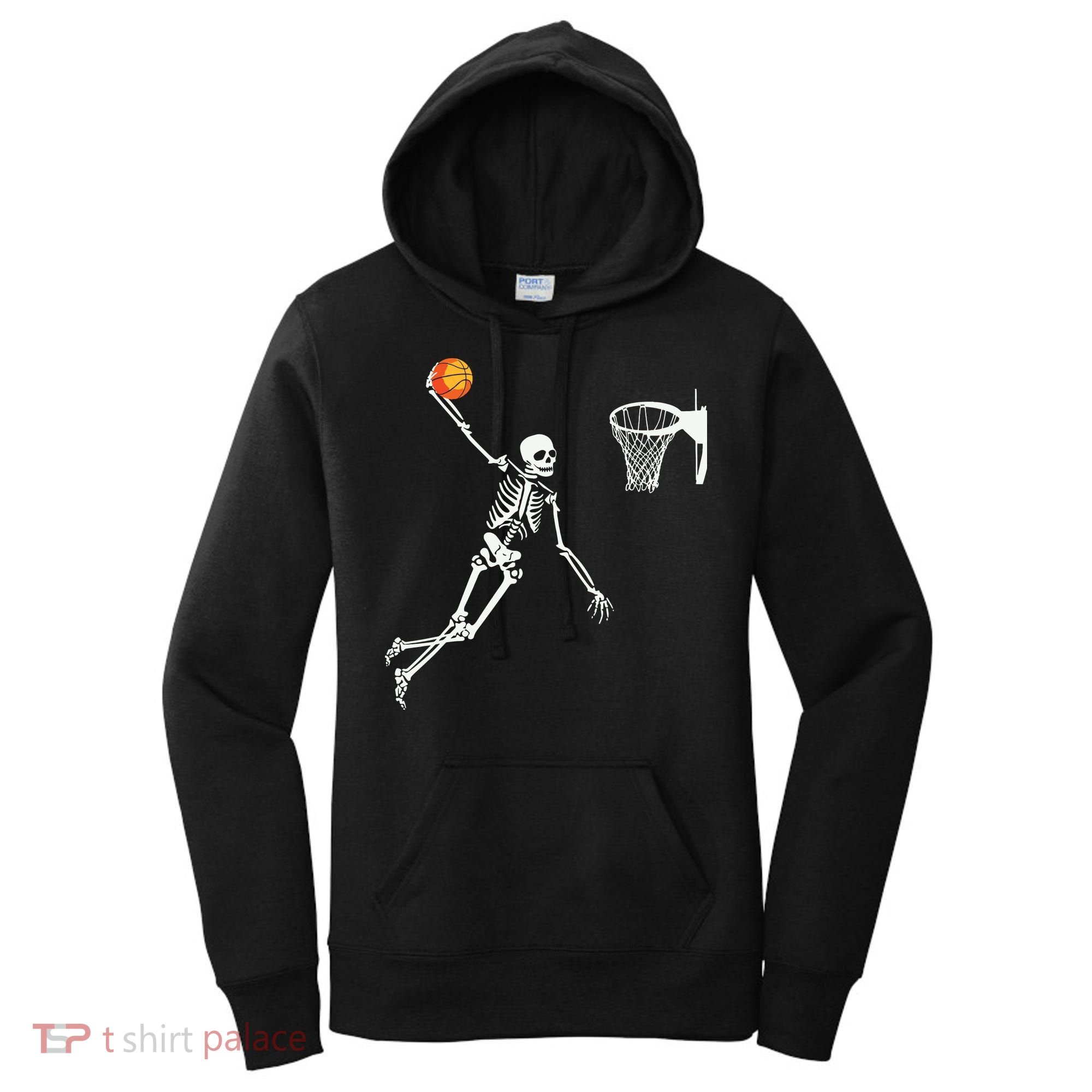 Skeleton Playing Basketball Halloween Costume Boy Kids Women's Hoodie