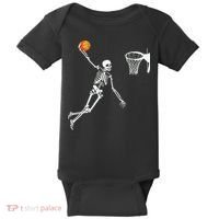 Skeleton Playing Basketball Halloween Costume Boy Kids Baby Bodysuit thumb 0