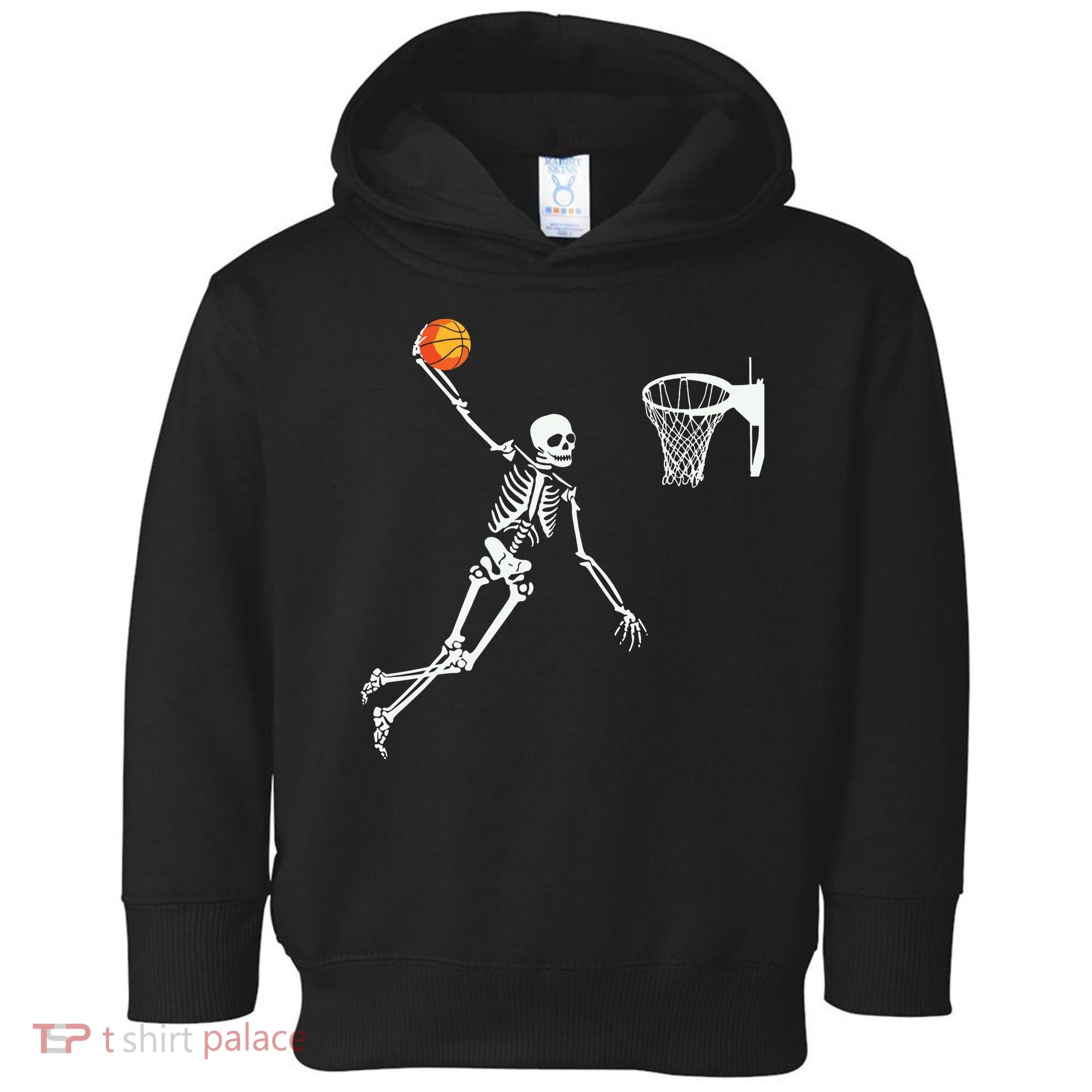Skeleton Playing Basketball Halloween Costume Boy Kids Toddler Hoodie