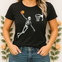 Skeleton Playing Basketball Halloween Costume Boy Kids Women's T-Shirt thumb 2