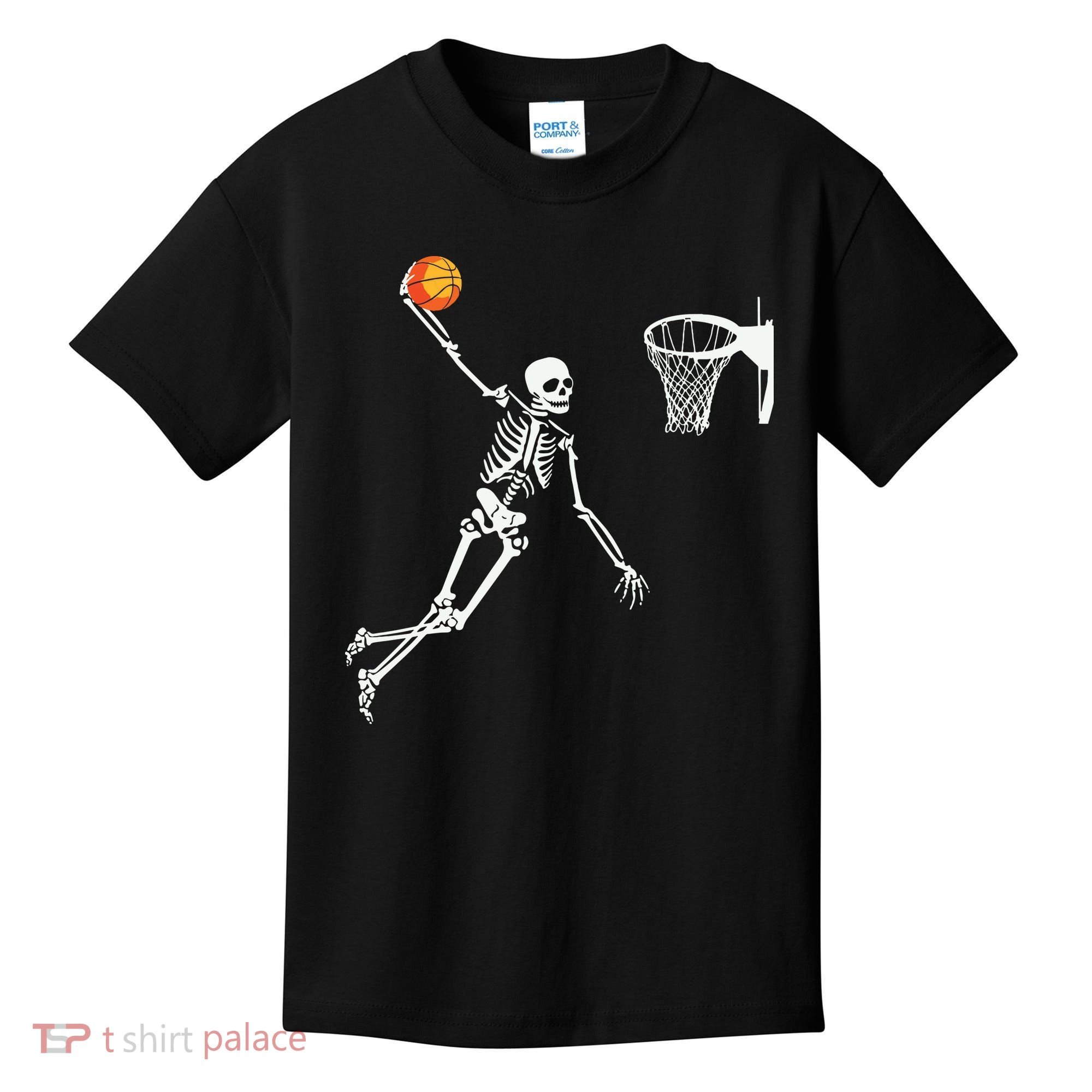 Skeleton Playing Basketball Halloween Costume Boy Kids Kids T-Shirt