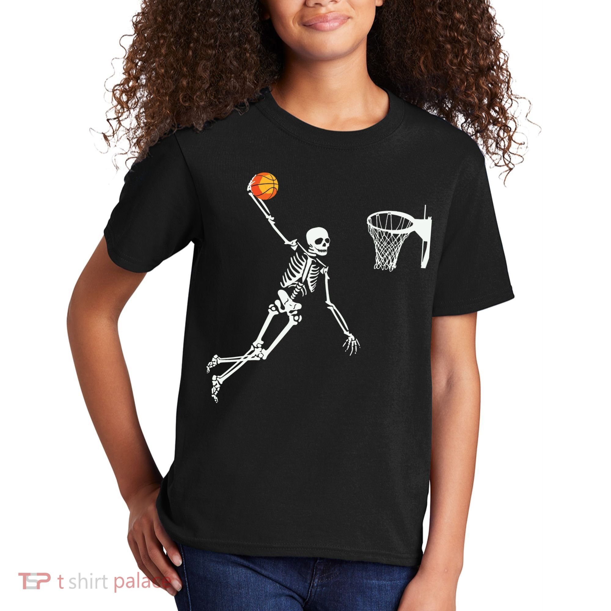 Skeleton Playing Basketball Halloween Costume Boy Kids Kids T-Shirt