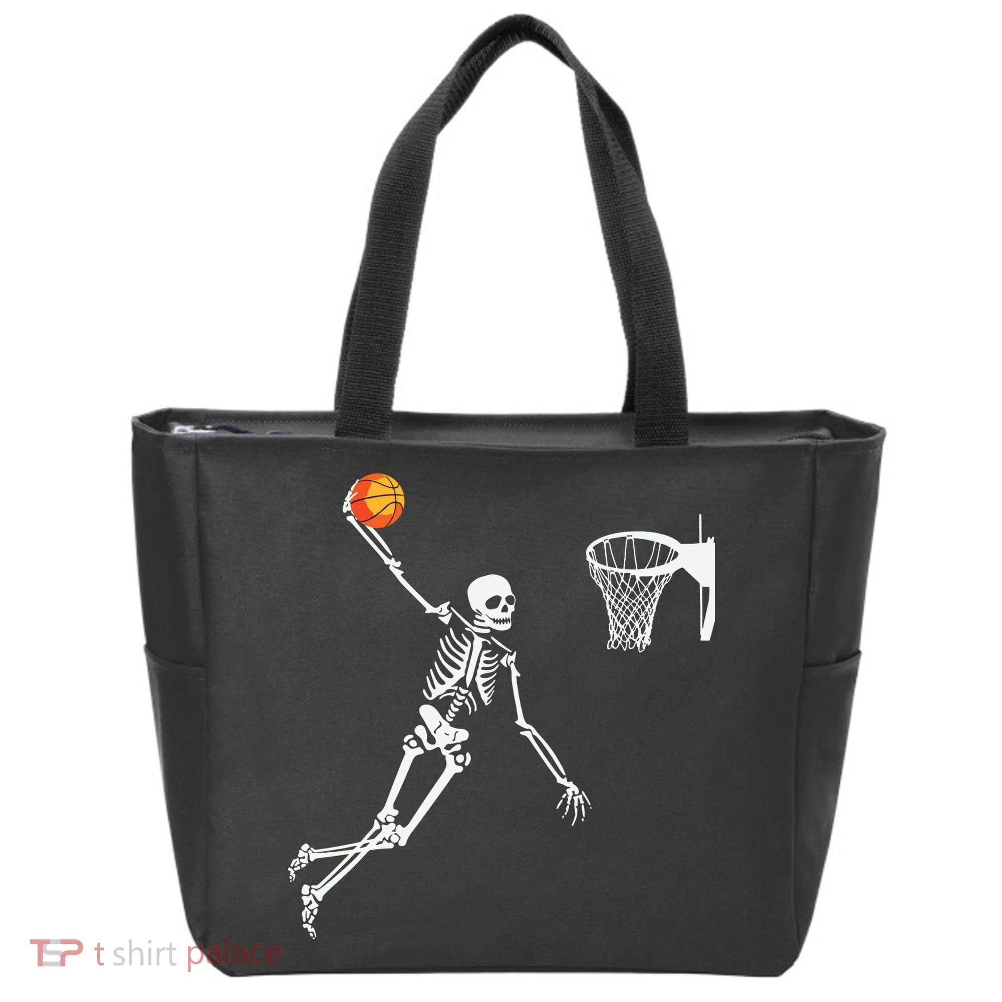 Skeleton Playing Basketball Halloween Costume Boy Kids Tote Bag