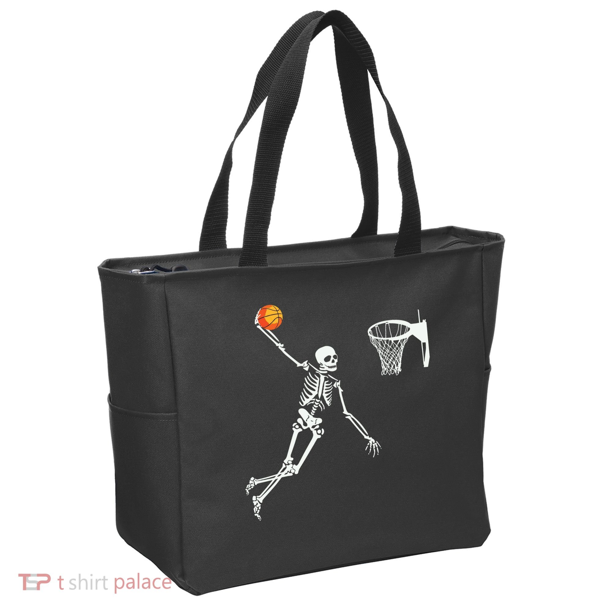 Skeleton Playing Basketball Halloween Costume Boy Kids Tote Bag