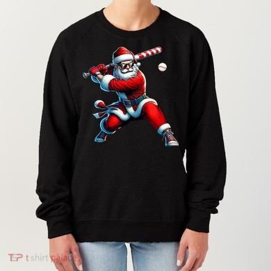 Santa Playing Baseball Christmas Baseball Player Women's Sweatshirt