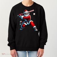 Santa Playing Baseball Christmas Baseball Player Women's Sweatshirt thumb 0